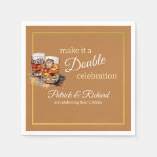 Serviette En Papier Faites-en une double fête Brown Whiskey Glass