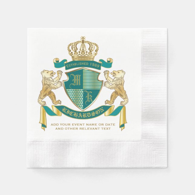 Serviette En Papier Faites votre propre blouse d'armoiries Turquoise d (Devant)