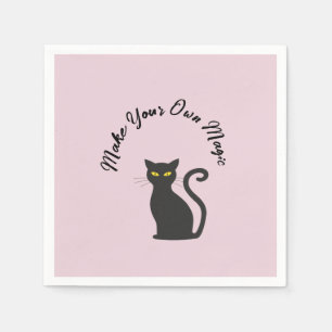 Serviette En Papier Faites votre propre chat noir mignon magique