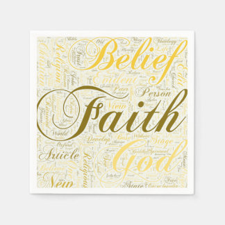 Serviette En Papier Faith Gold et White