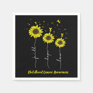 Serviette En Papier Faith Hope Love Sunflower Childhood Cancer Award