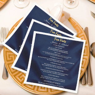 Serviette En Papier Faits amusants de mariage tendance bleu marine et