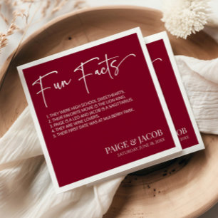 Serviette En Papier Faits Amusants Mariage Minimaliste Classique Blanc