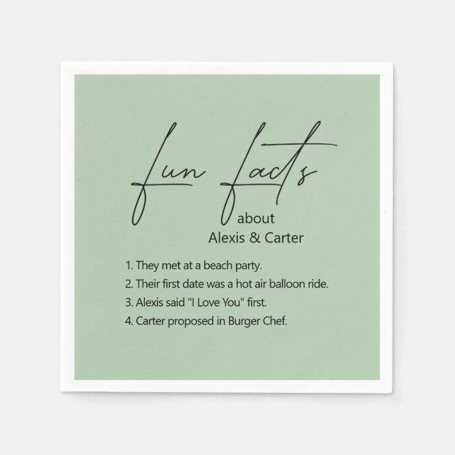 Serviette En Papier Faits mariages Fun Sur Sage Green (Devant)