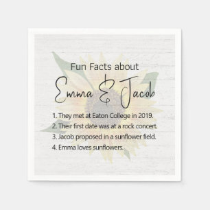 Serviette En Papier Faits mariages sur le tournesol et le bois