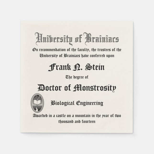 Serviette En Papier Fake Frankenstein Diplomate serviette (Devant)