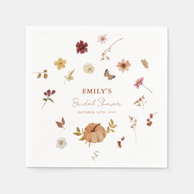 Serviette En Papier Fall Pumpkin Wildflower Bridal Shower (Devant)