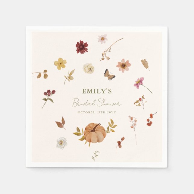 Serviette En Papier Fall Pumpkin Wildflower Bridal Shower (Devant)