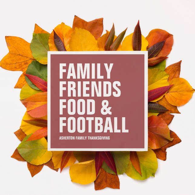 Serviette En Papier Famille amis nourriture et football maroon Thanksg (Créateur téléchargé)