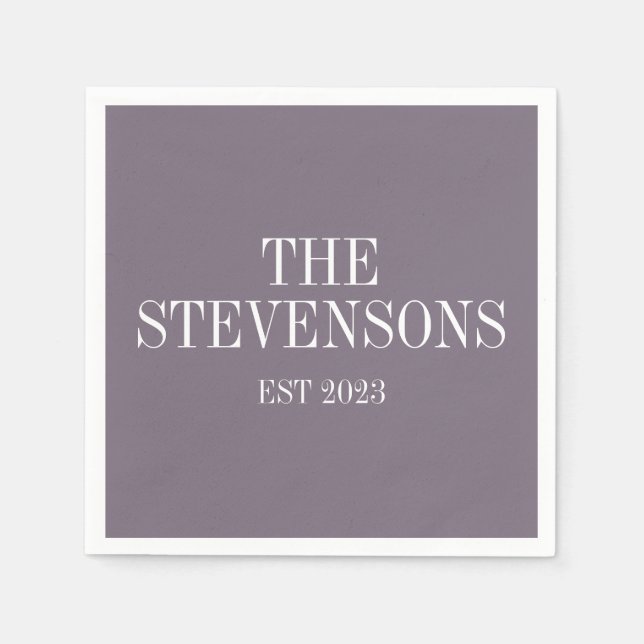 Serviette En Papier Famille Classique Nom Est Date Dark Purple (Devant)