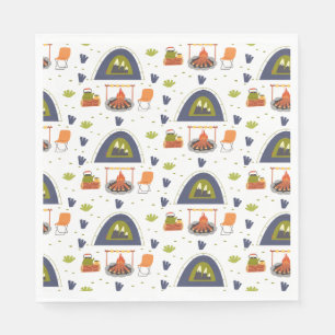 Serviette En Papier Famille mignonne camping bonfire & tente