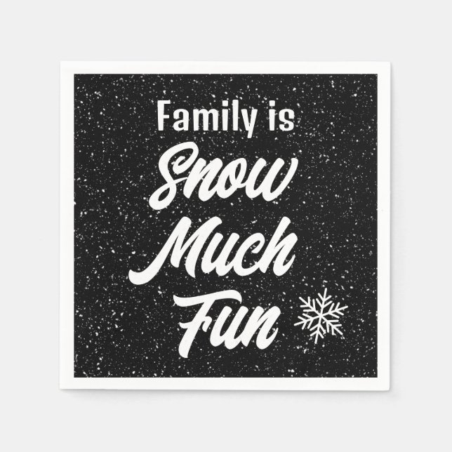 Serviette En Papier Famille Neige beaucoup amusant Fun de neige sur le (Devant)