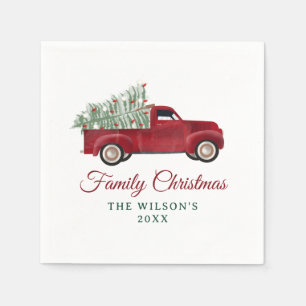 Serviette En Papier Famille Noël Antique Picket Camion Arbre de Noël