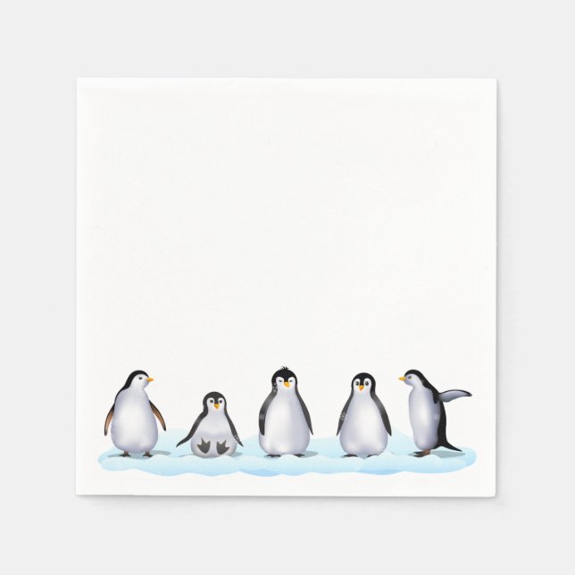 Serviette En Papier Famille Penguin (Devant)