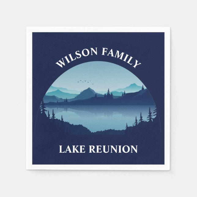 Serviette En Papier Famille personnalisée Réunion Blue Lake Vacances (Devant)
