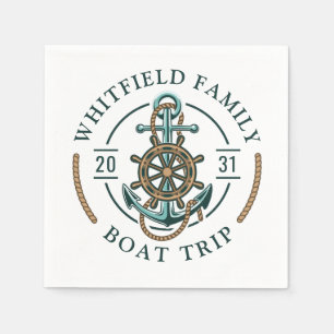 Serviette En Papier Famille Personnalisée Voyage en bateau nautique Ré