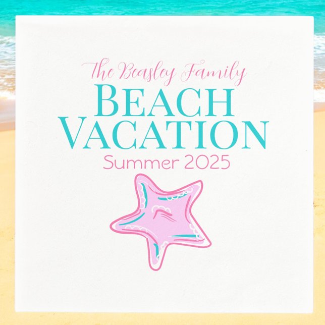 Serviette En Papier Famille Plage Vacances Starfish (Créateur téléchargé)