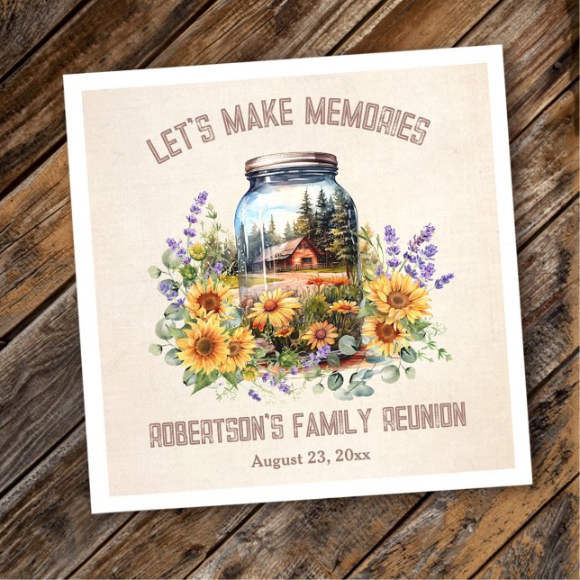 Serviette En Papier Famille Réunion Anniversaire Cabine Forêt (Family Reunion Birthday Forest Cabin Napkins)