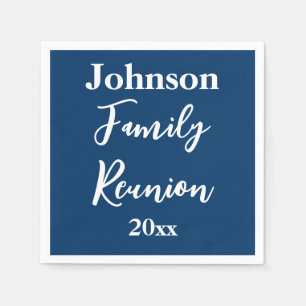 Serviette En Papier Famille Réunion Bleu et Blanc Nom Année Modèle