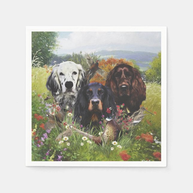 Serviette En Papier Famille Setters (Devant)