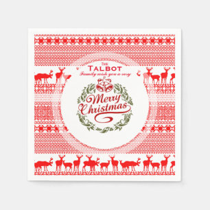 Serviette En Papier Famille vintage Joyeux Noël Noël Noël Noël rouge P