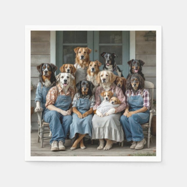 Serviette En Papier Family Dog Portrait (Devant)
