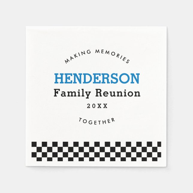 Serviette En Papier Family Reunion Checkered Black And White Retro (Devant)