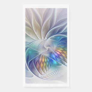 Serviette En Papier Fantaisie florale, fleur fractale abstraite coloré