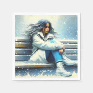 Serviette En Papier Fantaisie Manteau Blanc Hiver Mignon