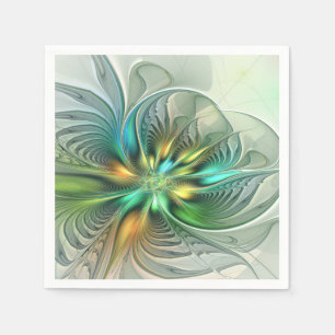 Serviette En Papier Fantaisie Moderne Abstraite Fleur Fractale Colorée