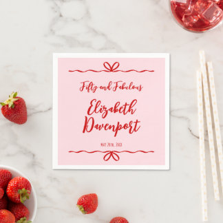Serviette En Papier Fantaisiste 50 ans et Anniversaire à Ruban Doodle