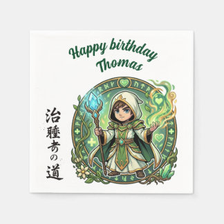 Serviette En Papier Fantasy RPG Healer Anime Chibi Gamer Birthday