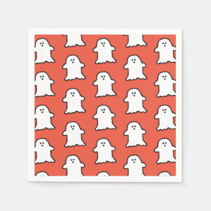 Serviette En Papier Fantôme classique orange et blanc d'Halloween