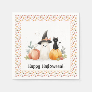 Serviette En Papier Fantôme Fantaisiste et Chat Noir Halloween
