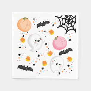 Serviette En Papier Fantôme rose mignon Halloween Fête d'anniversaire