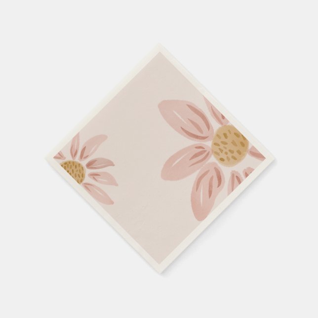 Serviette En Papier Far Daisy Anniversaire rose et jaune (Coin)