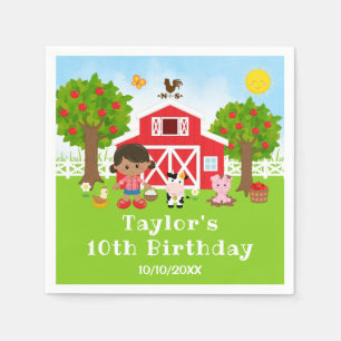 Serviette En Papier Farm Red Barn African American Girl Birthday Party