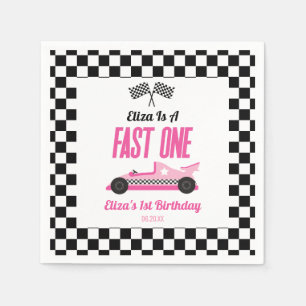 Serviette En Papier Fast One Pink Race Car Premier Anniversaire