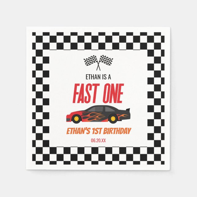 Serviette En Papier Fast One Red Flame Race Voiture 1er anniversaire f (Devant)