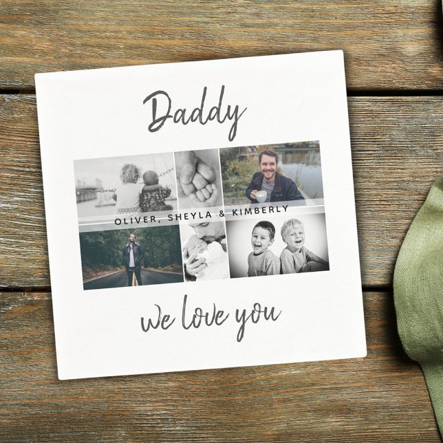 Serviette En Papier Father with Kids and Family Dad Photo Collage (Créateur téléchargé)