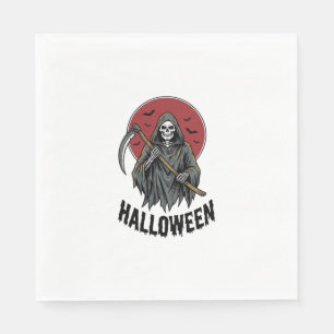 Serviette En Papier Faucheuse Halloween Gravure Vintage Art_1