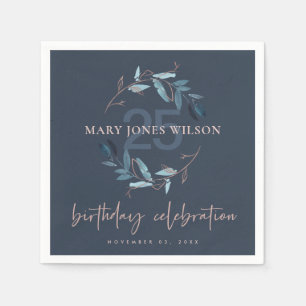 SERVIETTE EN PAPIER FAUNE ROSE BLEUE DE LA MARINE À 25 ANS