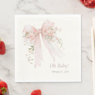 Serviette En Papier Faux-col Nœud Rose "Oh Bébé" Baby Shower