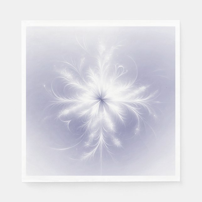 Serviette En Papier Faux De Neige Blanc Fraîche Sur Violet (Devant)