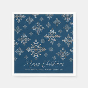 Serviette En Papier Faux Golden Foil Snowflakes Sur Rouge (Pas Vrai Fo
