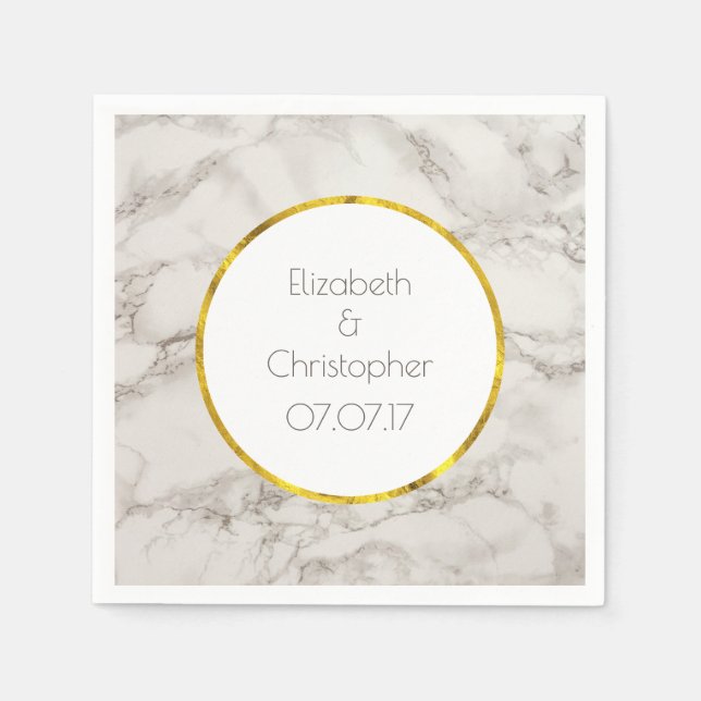 Serviette En Papier Faux Marbre Albâtre Taupe Tan Mariage moderne (Devant)