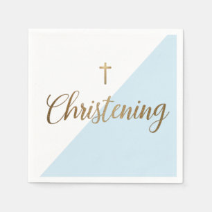 Serviette En Papier Faux or bleu Baby Boy Christening