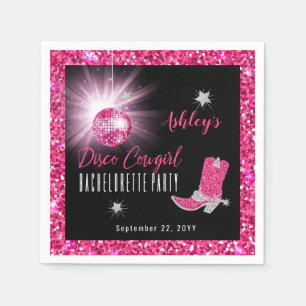 Serviette En Papier Faux Paillettes Rose Cowgirl de Disco Enterrement 