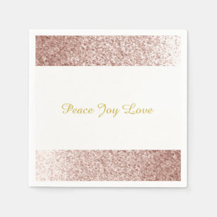 Serviette En Papier Faux Parties scintillant Rose Gold Peace Joy Love