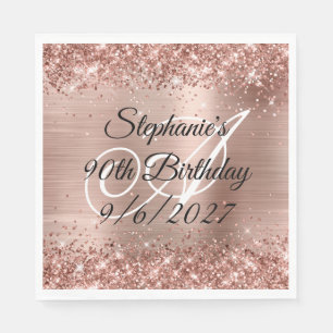 Serviette En Papier Faux Rose Gold Parties scintillant et Foil 90e ann